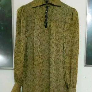 Levanté Green gold handdyed Victorian silk blouse